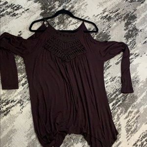 Brown Cold Shoulder Tunic